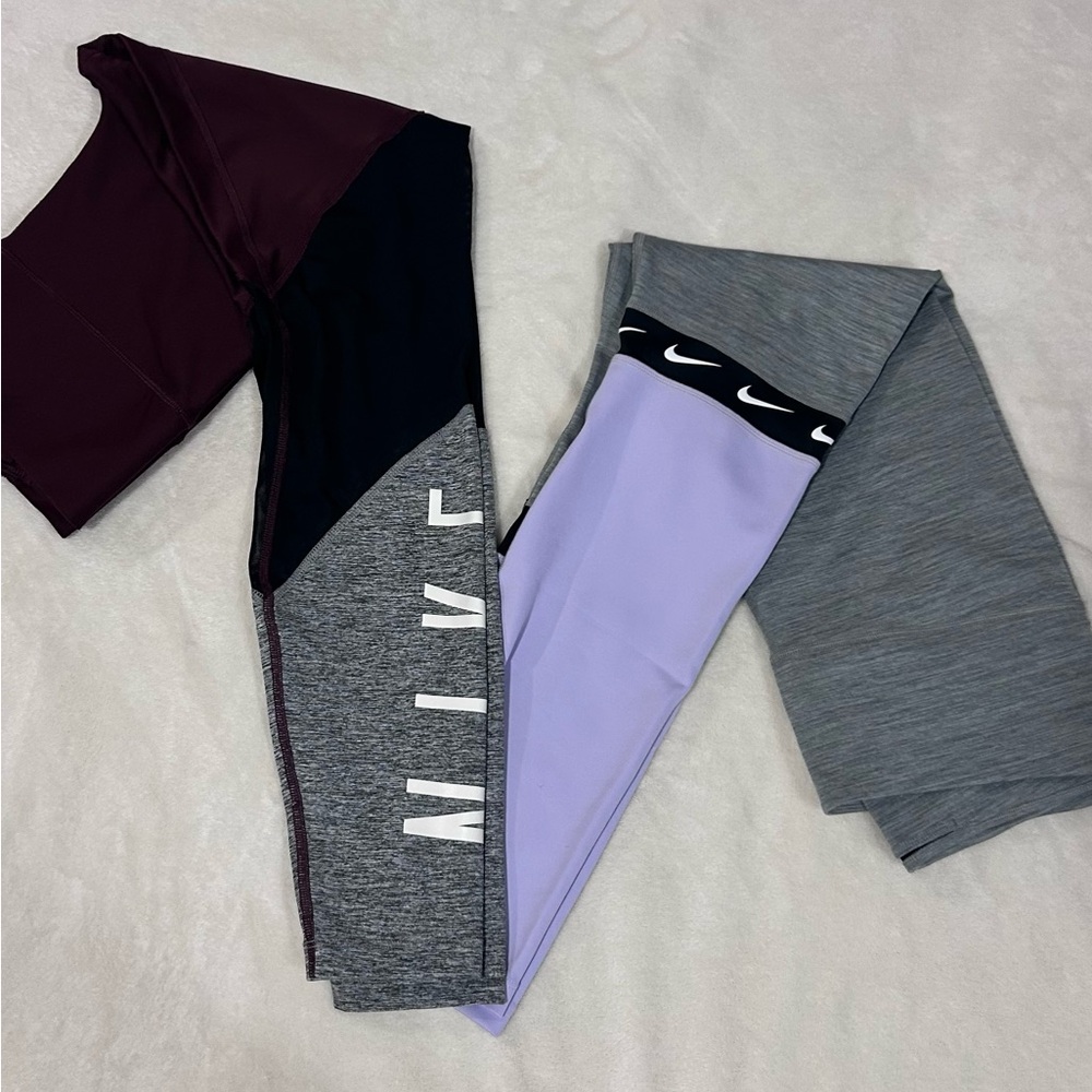 Nike womens Leggings - Maroon, Gray, and Lavender